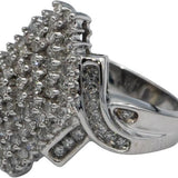 10k White Gold Round Diamond Cluster Cocktail Ring 1.40CT Size 7