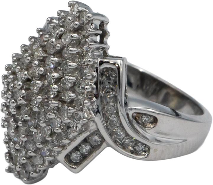 10k White Gold Round Diamond Cluster Cocktail Ring 1.40CT Size 7