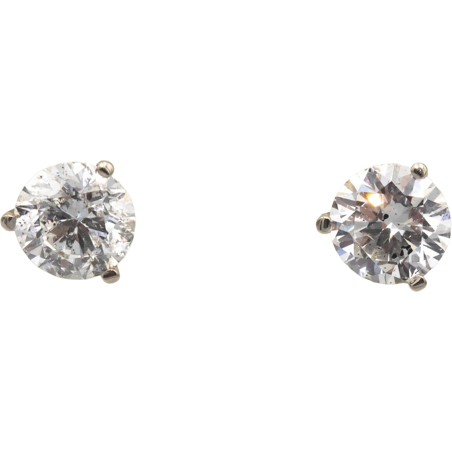 14k White Gold Jewelry Round Cut Diamond Stud Earrings 2.44CT