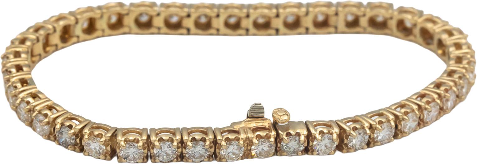 14k Yellow Gold Round Lab Grown Diamond Tennis Bracelet 6.0CT