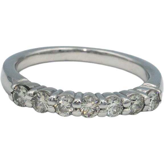 10k White Gold Round Diamond Seven-Stone Band Ring 0.50CT Size 6