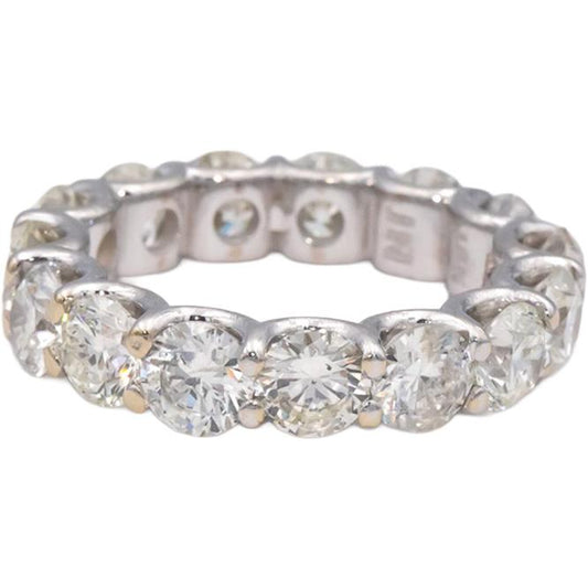 18k White Gold Round Cut Diamond Eternity Band Ring 7.67CT Size 7.5