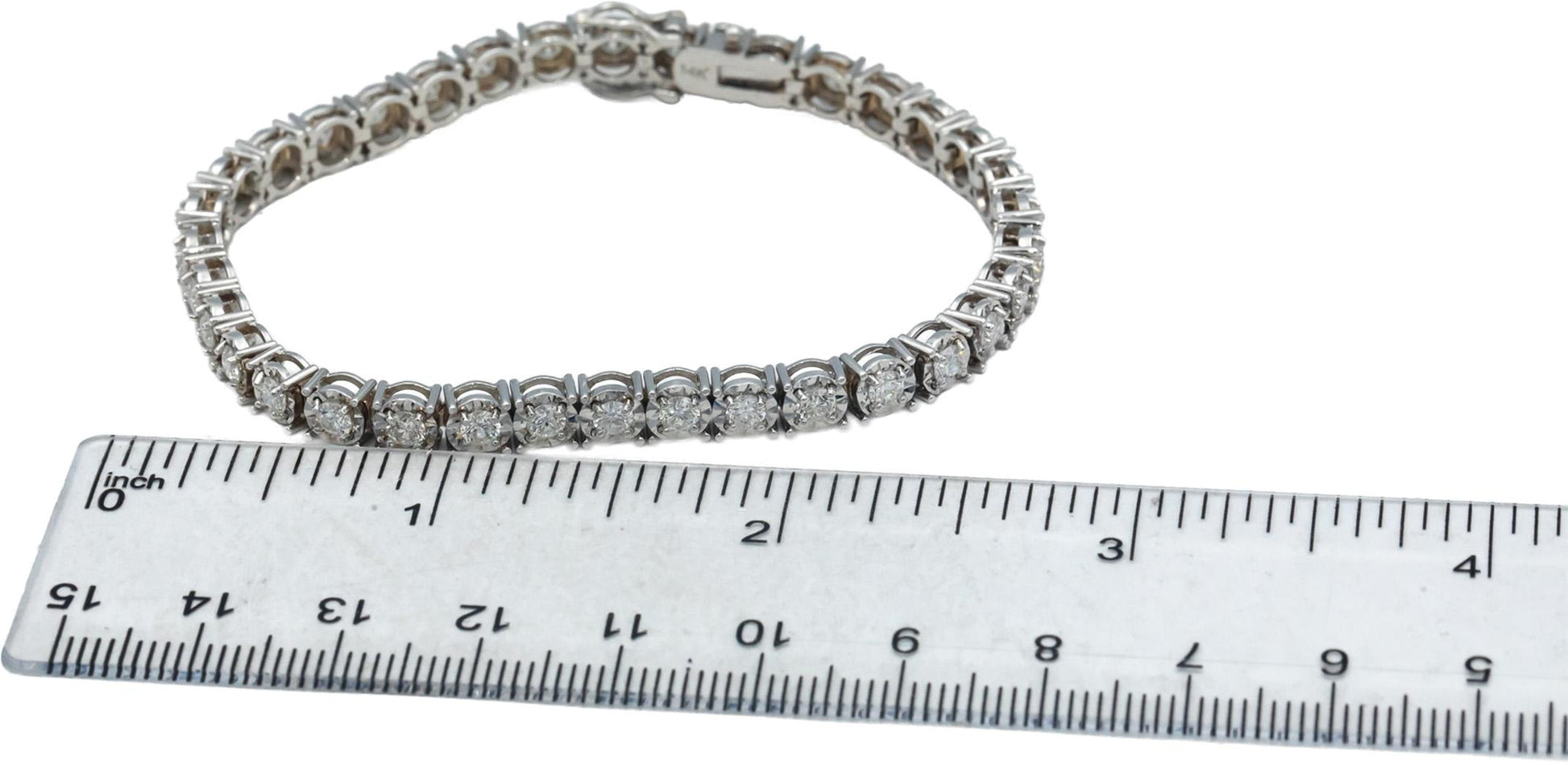 14k White Gold Round Cut Diamond Tennis Bracelet 3.65CT