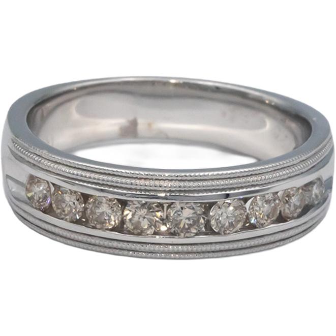 14k White Gold 0.75CT Round Cut Diamond Band Ring Size 9.25