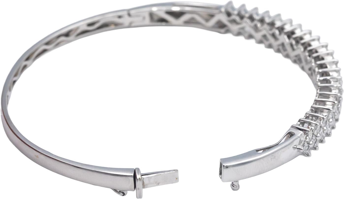 14k White Gold Jewelry 2.0CT Princess Cut Diamond Bangle Bracelet