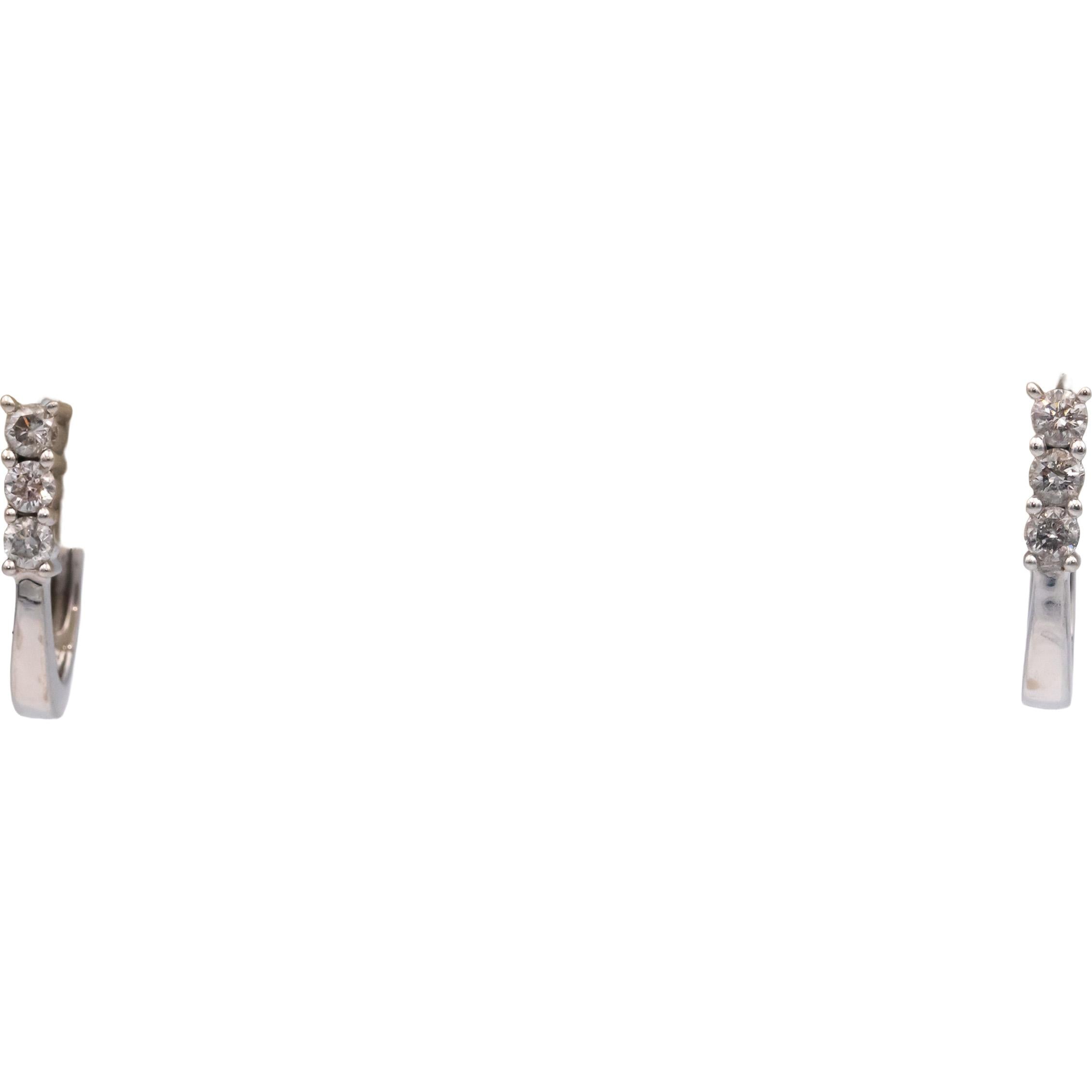 14k White Gold Jewelry Round Diamond Huggie Earrings 0.50CT