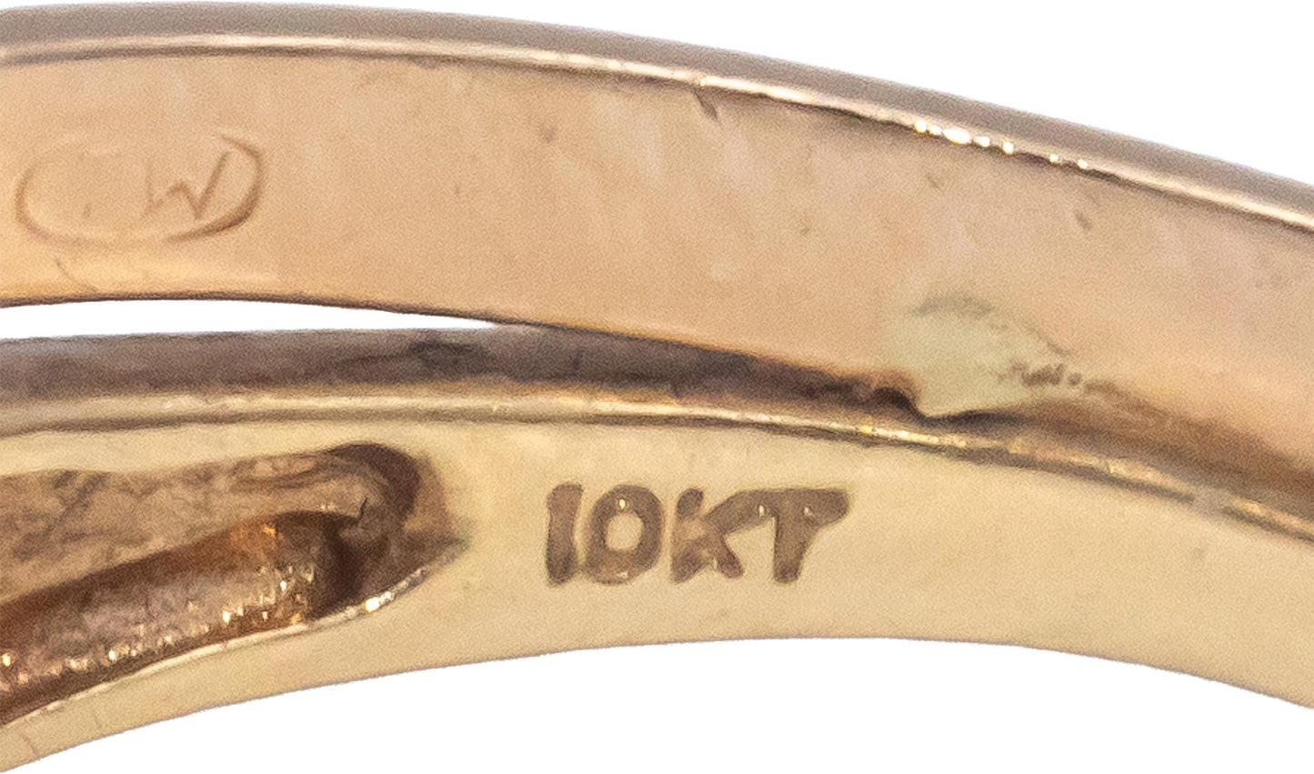 10k Yellow Gold 0.15CT Round Cut Diamond Crossover Ring Size 8