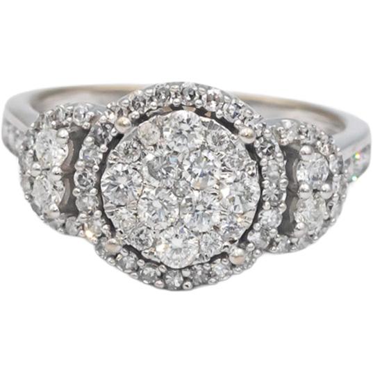 10k White Gold 0.75CT Round Cut Diamond Cluster Cocktail Ring Size 6.25
