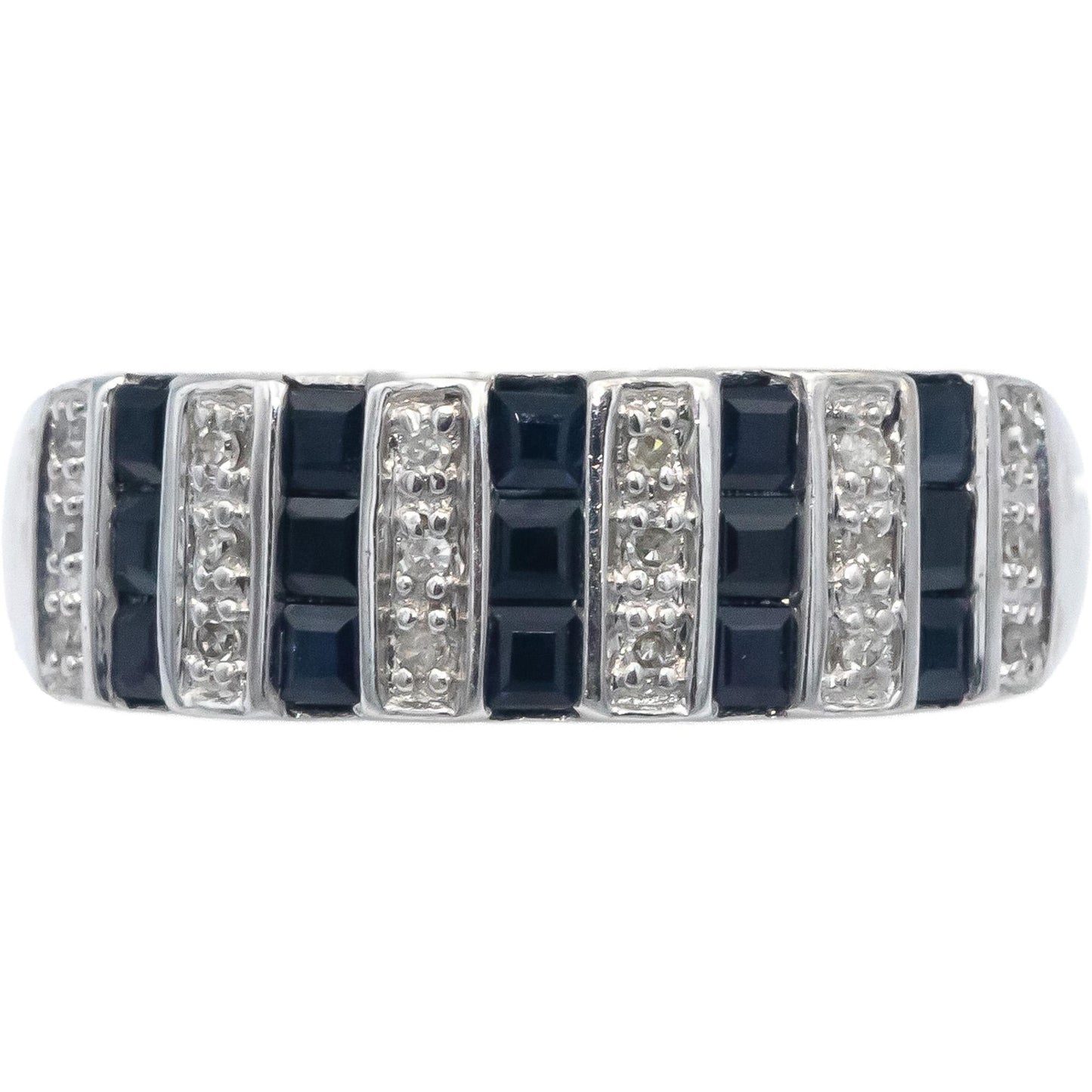 14k White Gold 0.35CT Sapphire and Diamond Band Ring Size 7.75