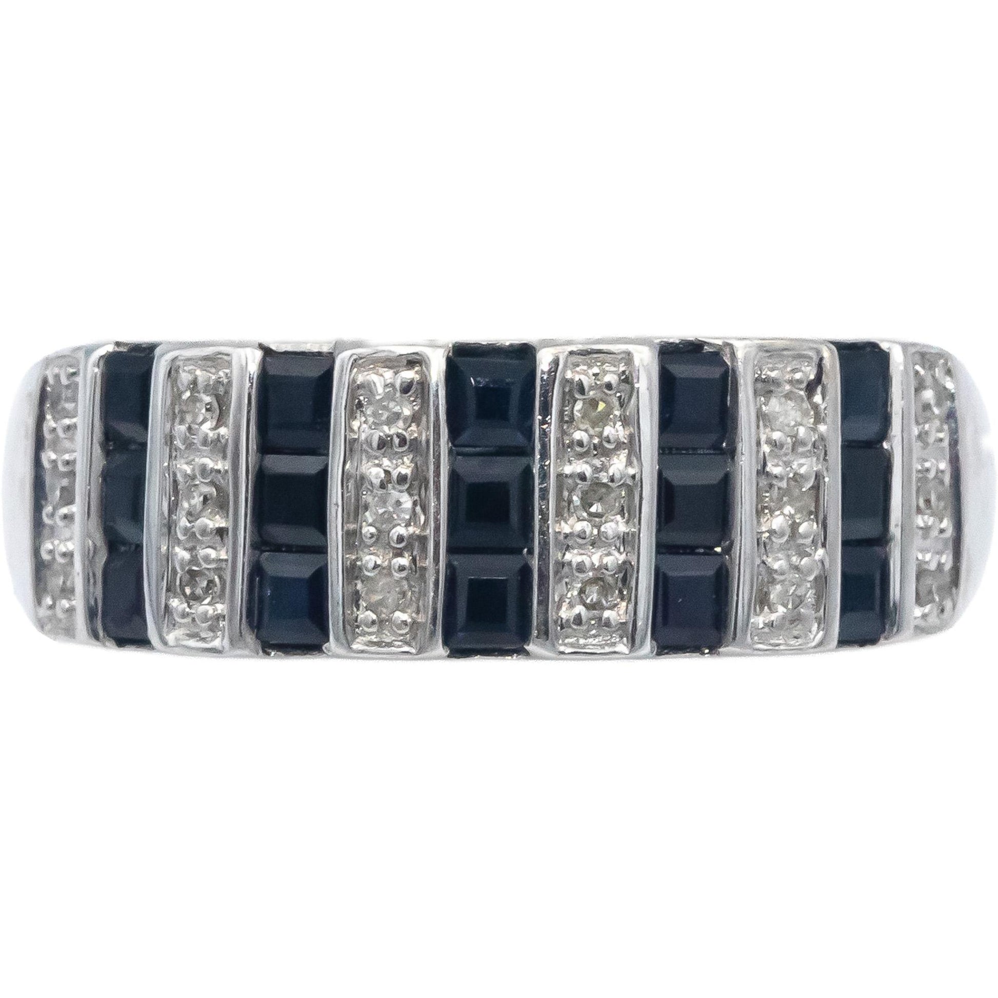 14k White Gold 0.35CT Sapphire and Diamond Band Ring Size 7.75