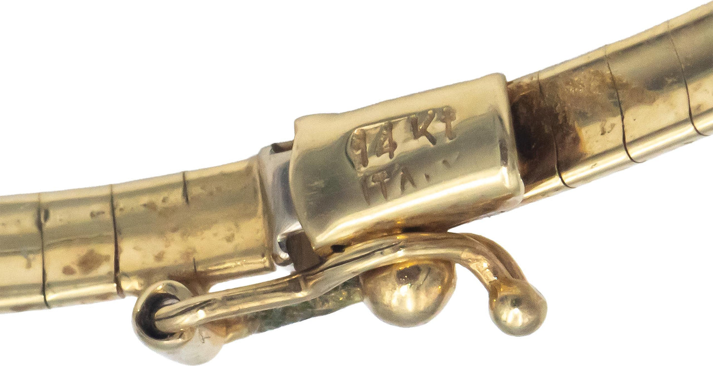 14k Yellow Gold Jewelry Round Diamond & Painted Enamel Collar Necklace 0.85CT