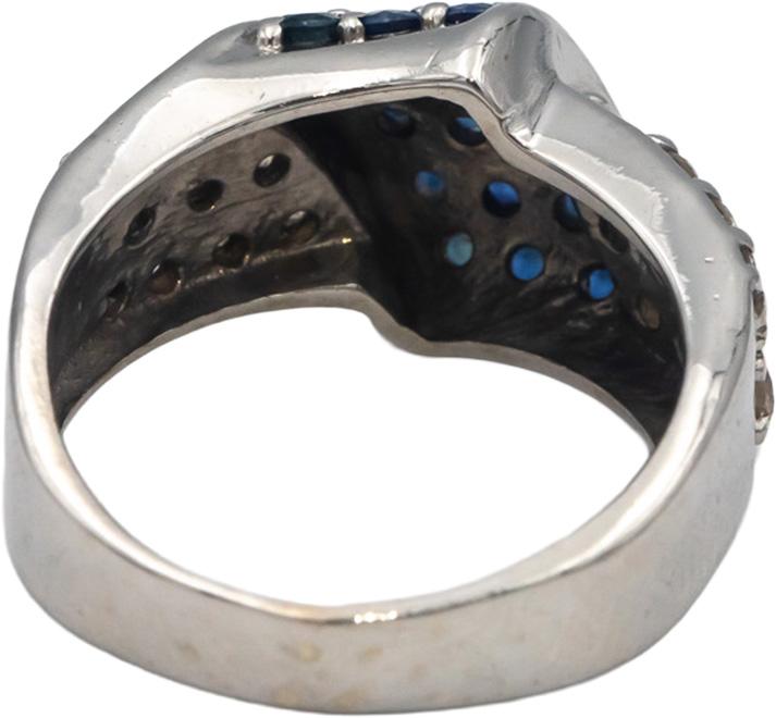 14k White Gold 0.60CT Diamond and Sapphire Cluster Cocktail Ring Size 6.5