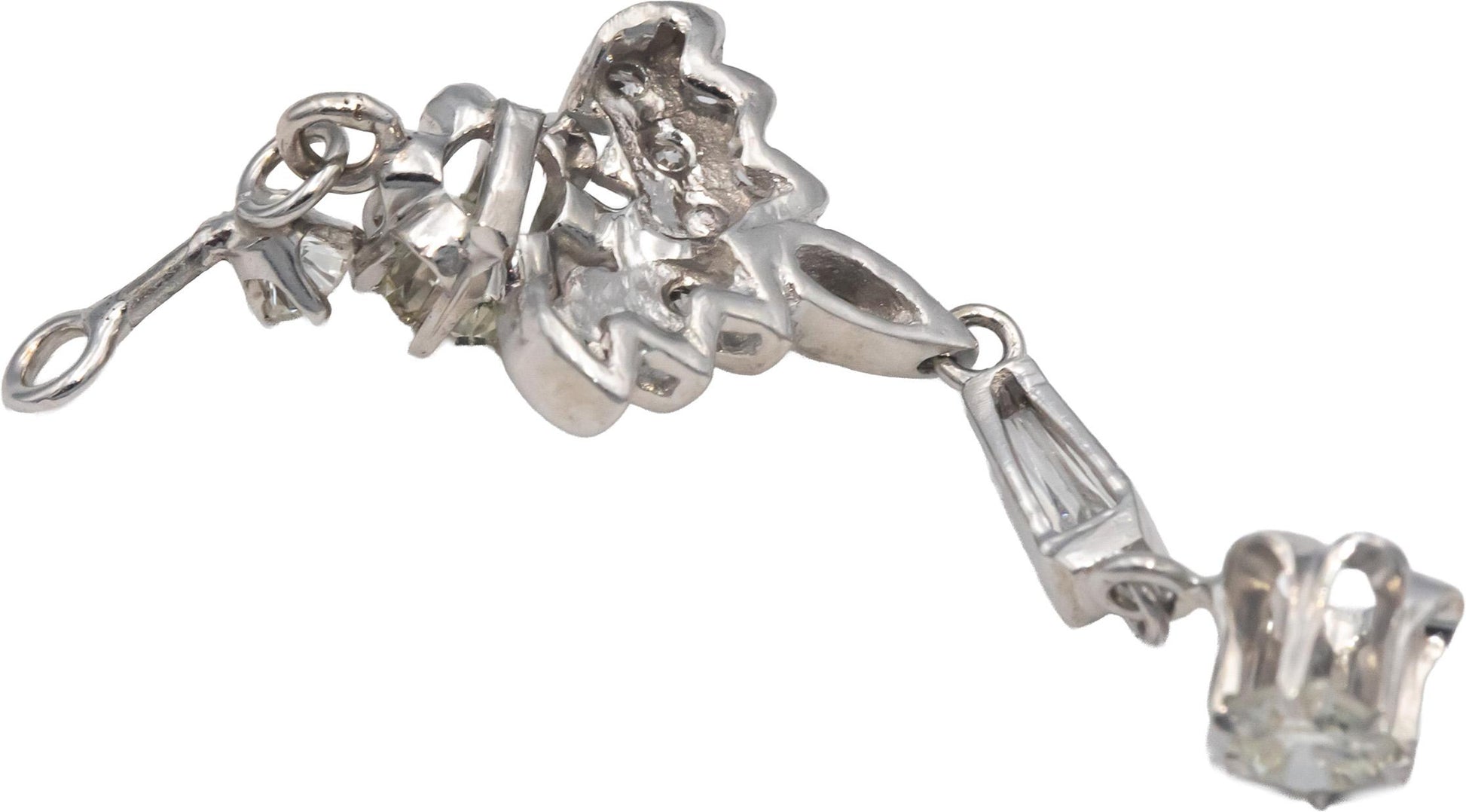 Vintage Diamond 14k White Gold Jewelry Earring Dangle Jacket Enhancers 1.35CT