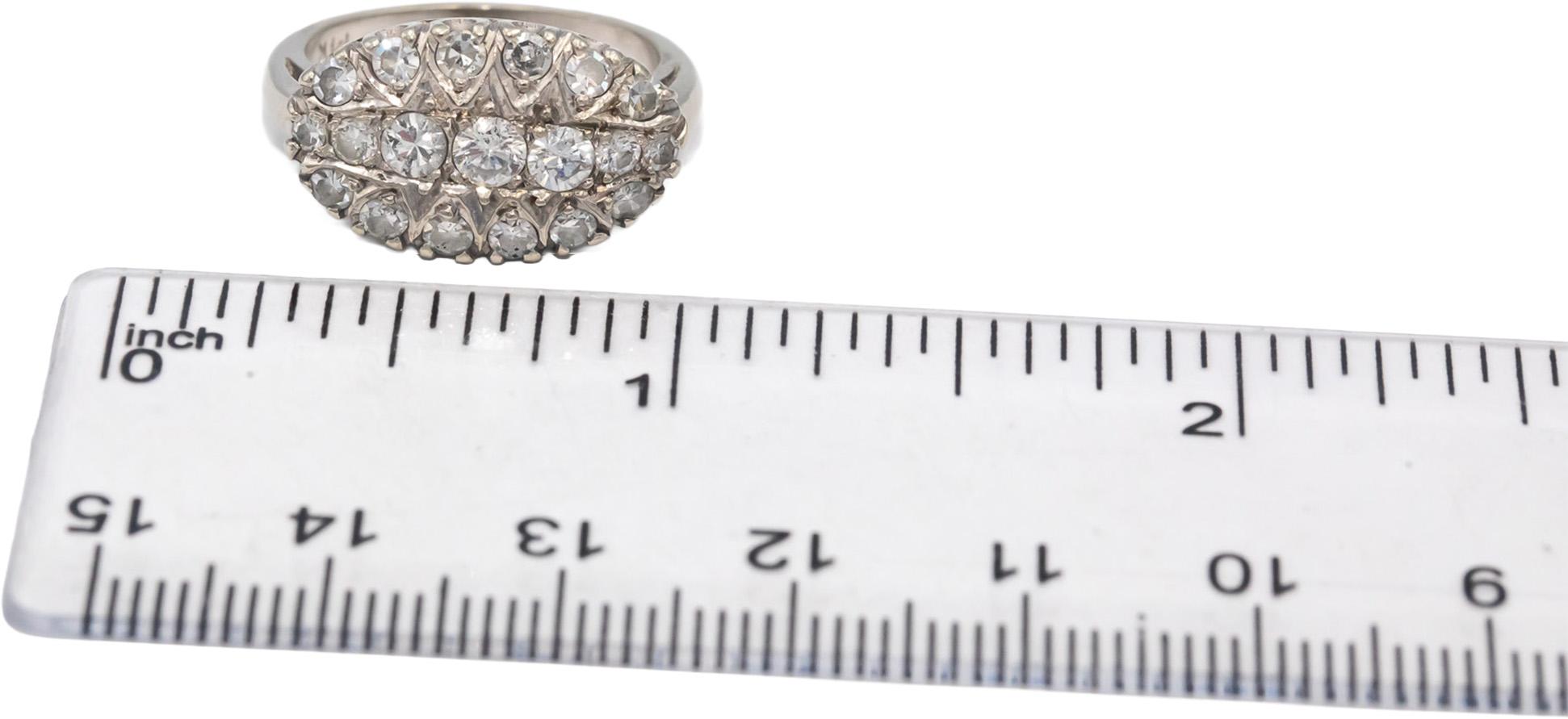 Vintage Antique 14k White Gold VS Diamond Cocktail Ring 1.0CT Size 6.25