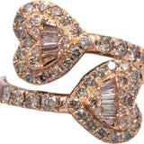 10k Rose Gold Jewelry Diamond Crossover Heart Ring 1.50CT Size 6.5