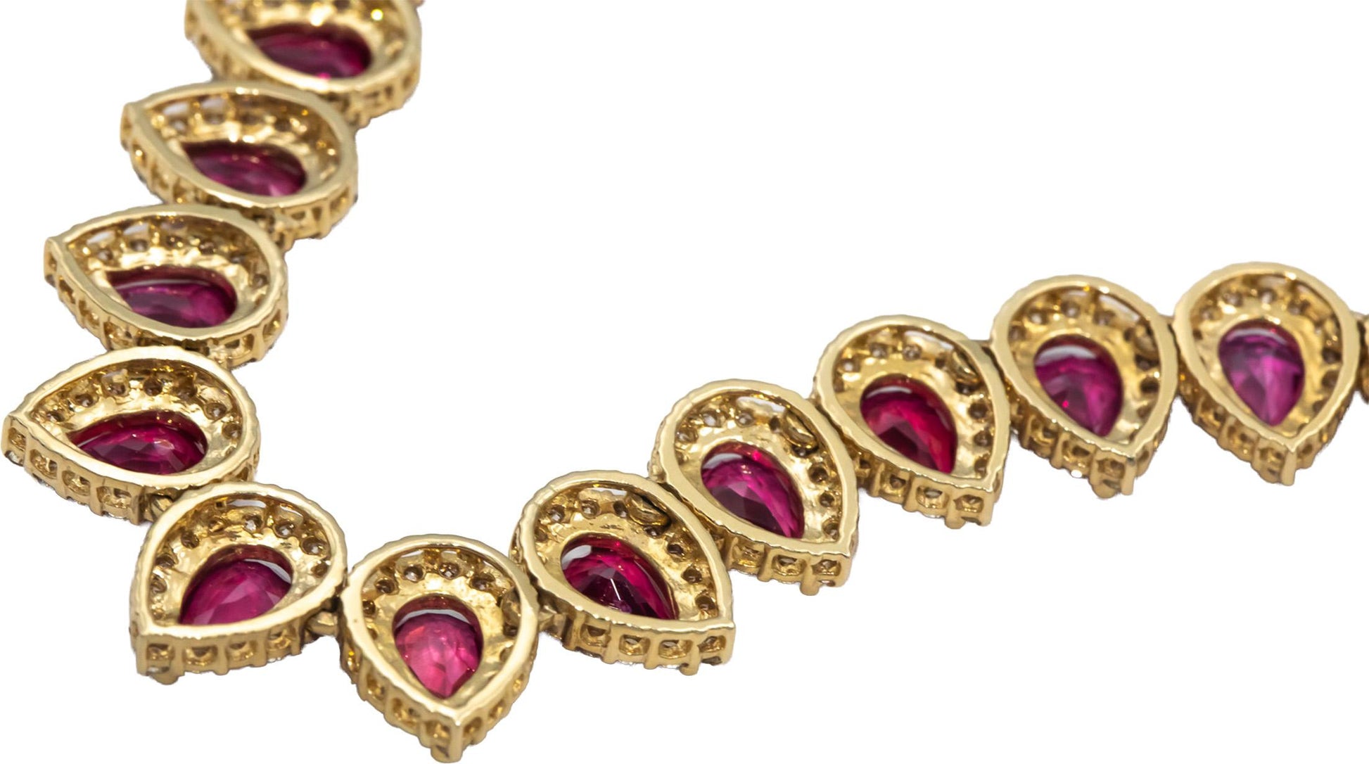 LE VIAN 14k Yellow Gold Jewelry Diamond & Pink Sapphire Formal Necklace 27.0CT
