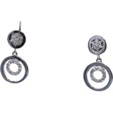 14k White Gold Round Cut Diamond Drop Dangle Earrings 0.10CT
