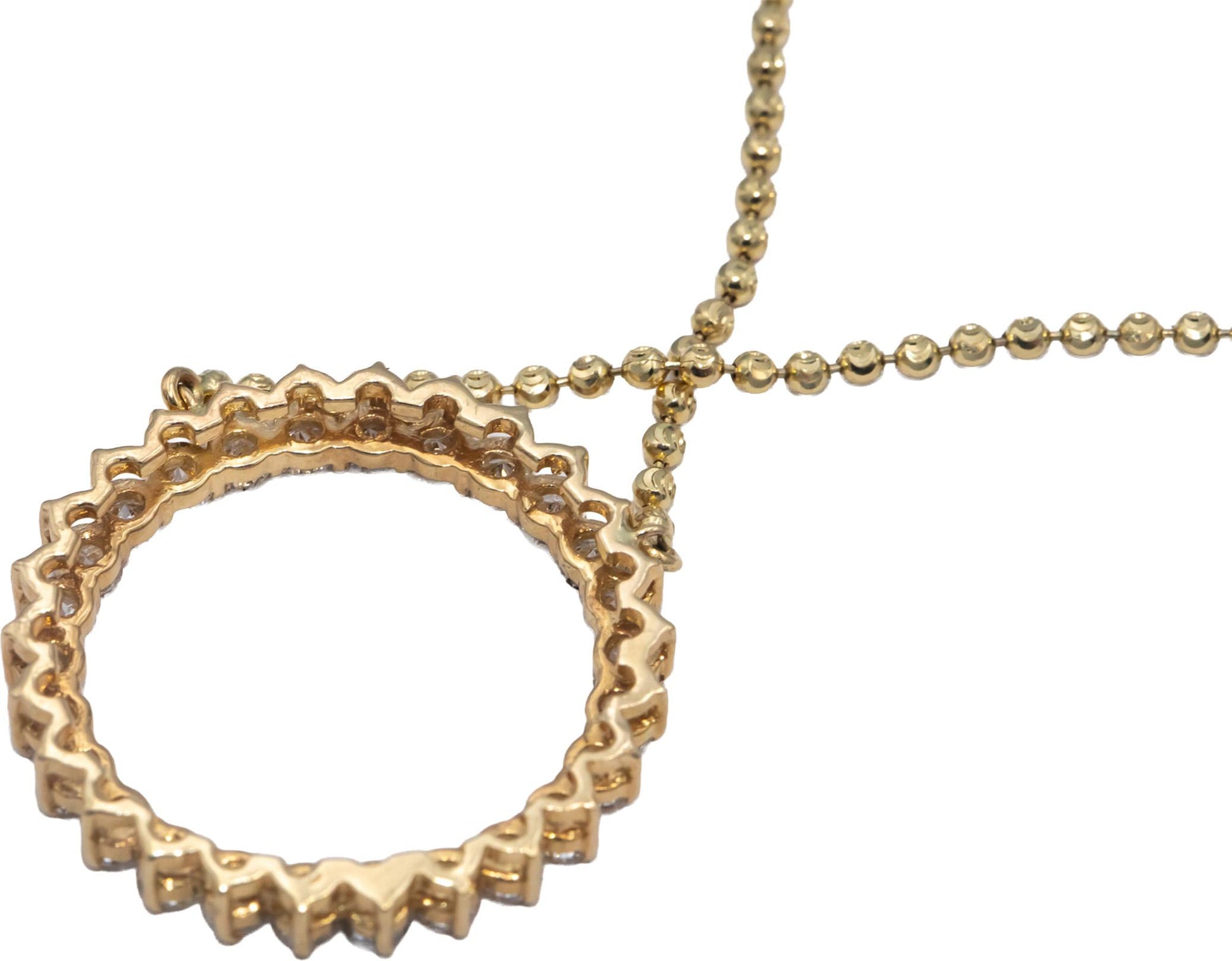 14k Yellow Gold Round Lab Grown Diamond Fixed Circled Pendant Necklace 2.60CT