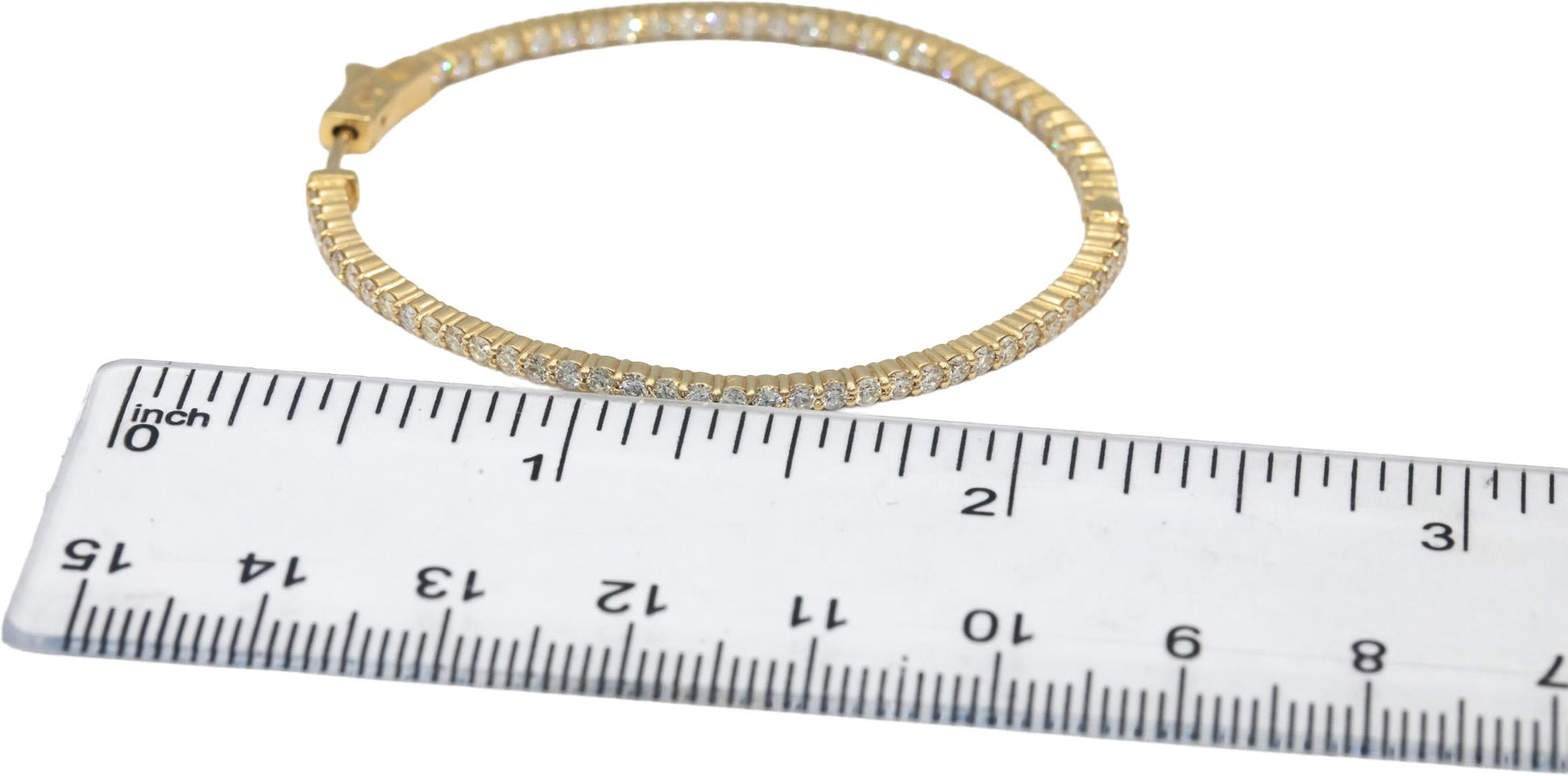 14k Yellow Gold VS Round Diamond Large Inside Out Hoop Earrings 2.92CT