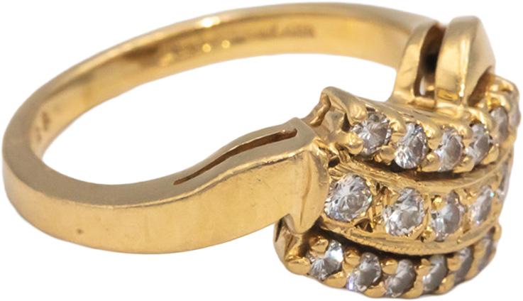 ART CARVED 14k Yellow Gold Round Diamond Cocktail Ring 0.45CT Size 4.75