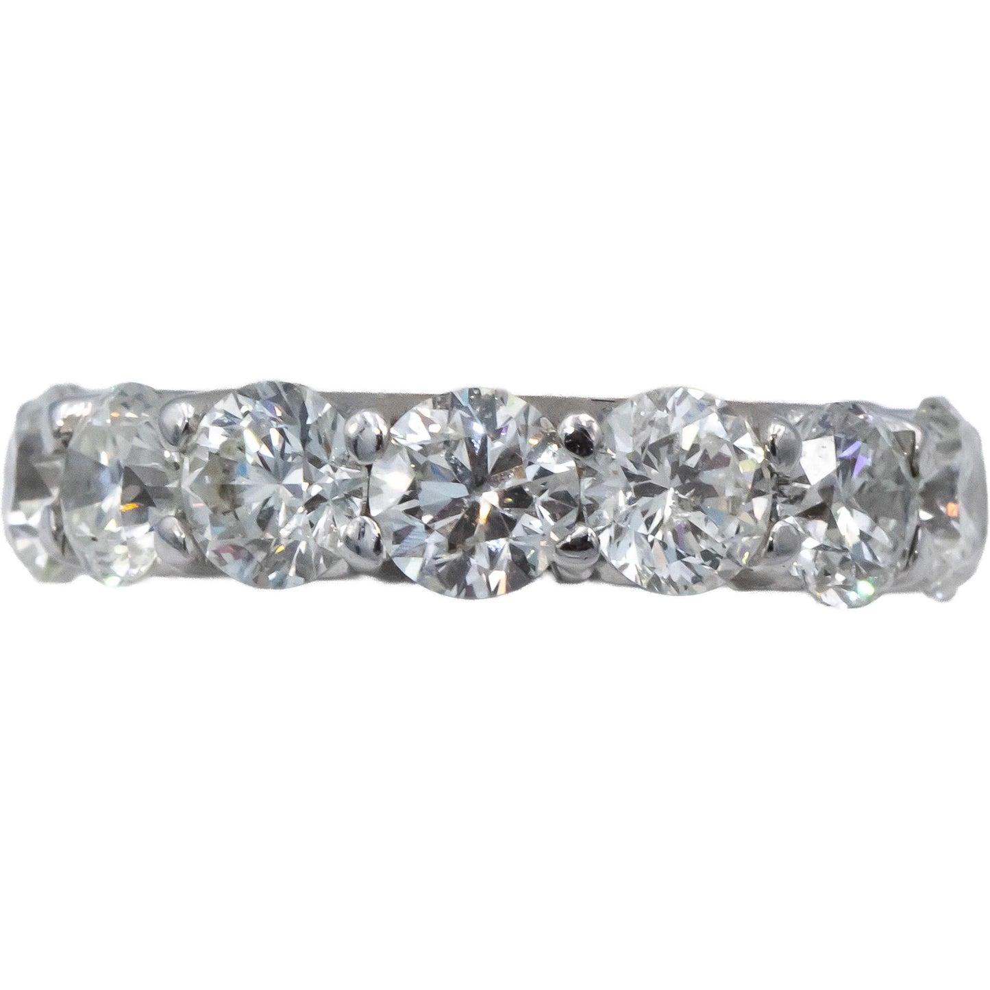 18k Gold Round Diamond U-Shape Open Gallery Eternity Band Ring 7.08CT Size 4.75