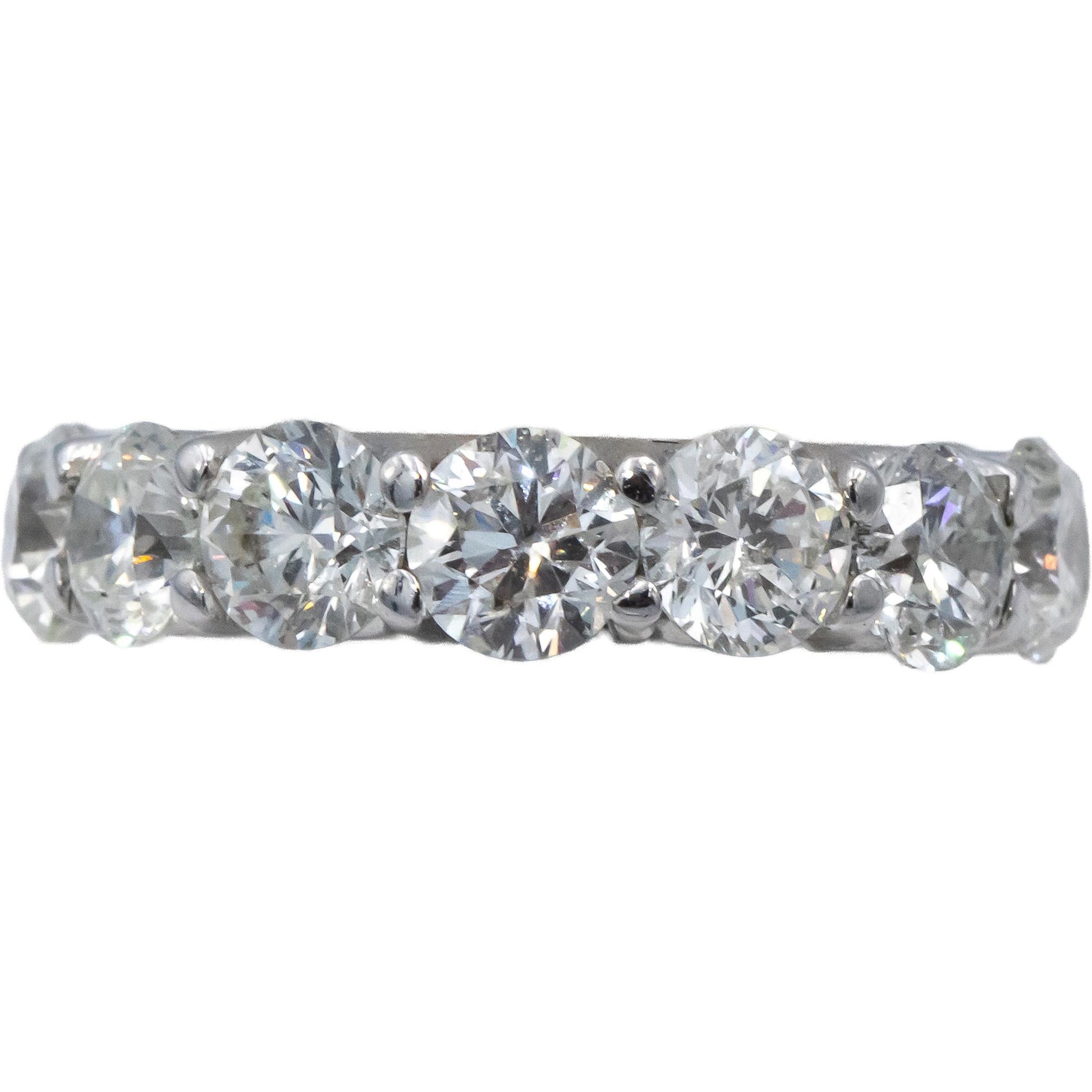 18k Gold Round Diamond U-Shape Open Gallery Eternity Band Ring 7.08CT Size 4.75