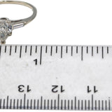 14k White Gold Pear & Baguette Cut Diamond Engagement Ring 0.89CT Size 6