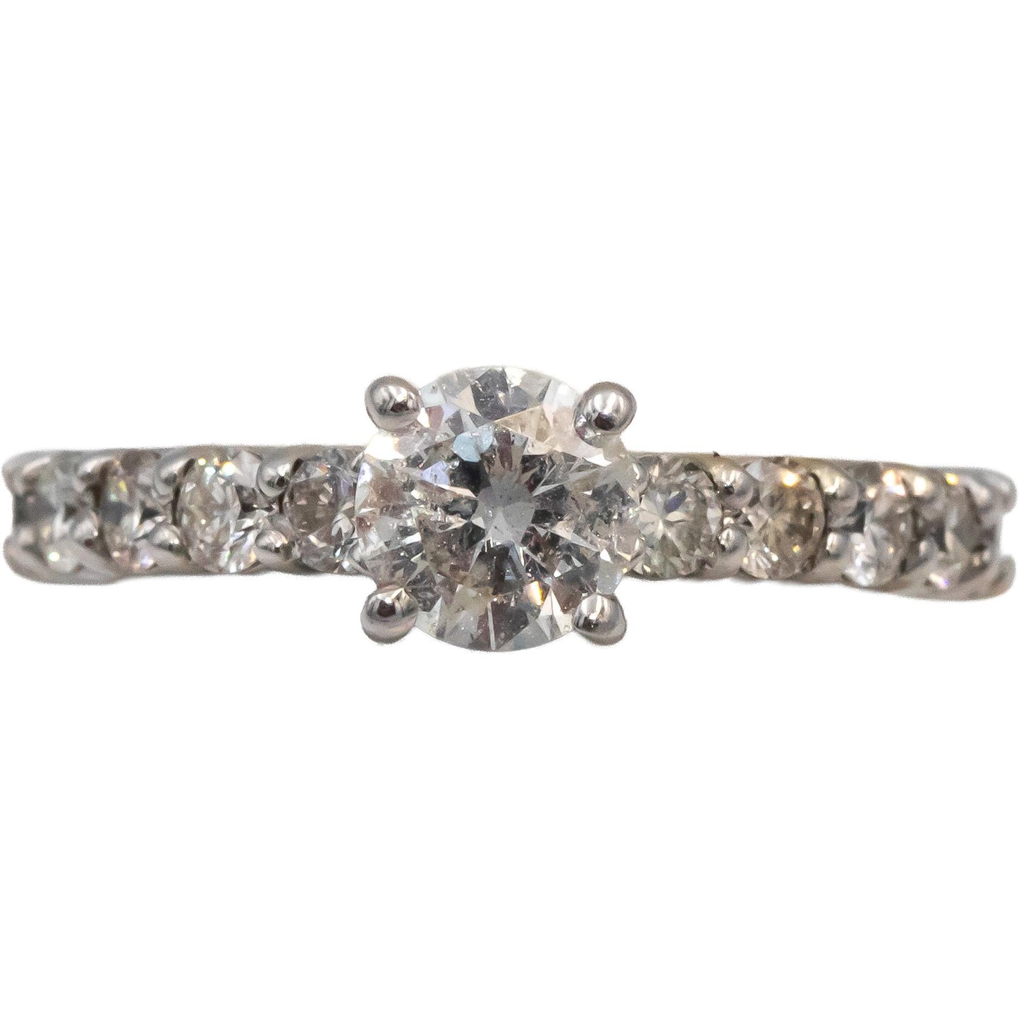 14k White Gold Round Diamond Engagement Ring 1.20CT w/ 0.70CT Center Size 4.75