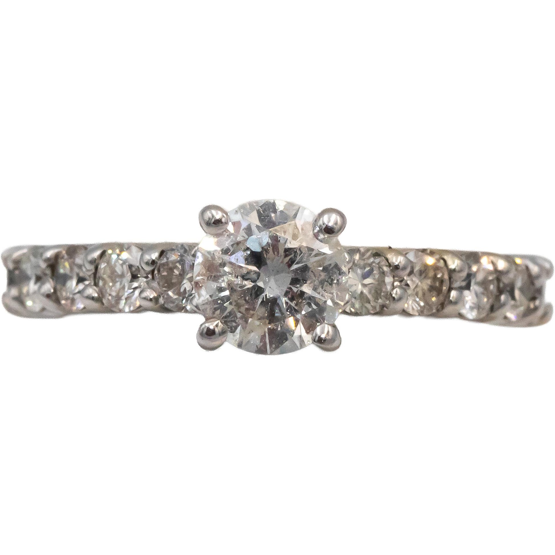 14k White Gold Round Diamond Engagement Ring 1.20CT w/ 0.70CT Center Size 4.75