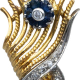 Vintage 18k White & Yellow Gold VS Diamond & Sapphire Earrings 0.50CT