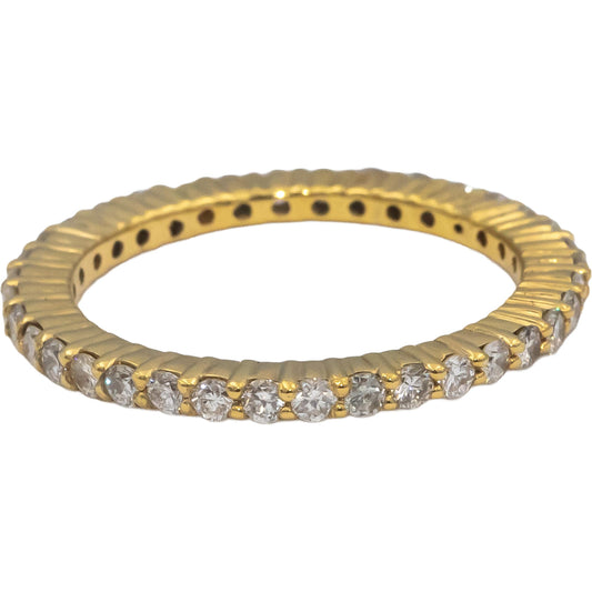 18k Yellow Gold Round Diamond Eternity Band Ring 0.77CT Size 6