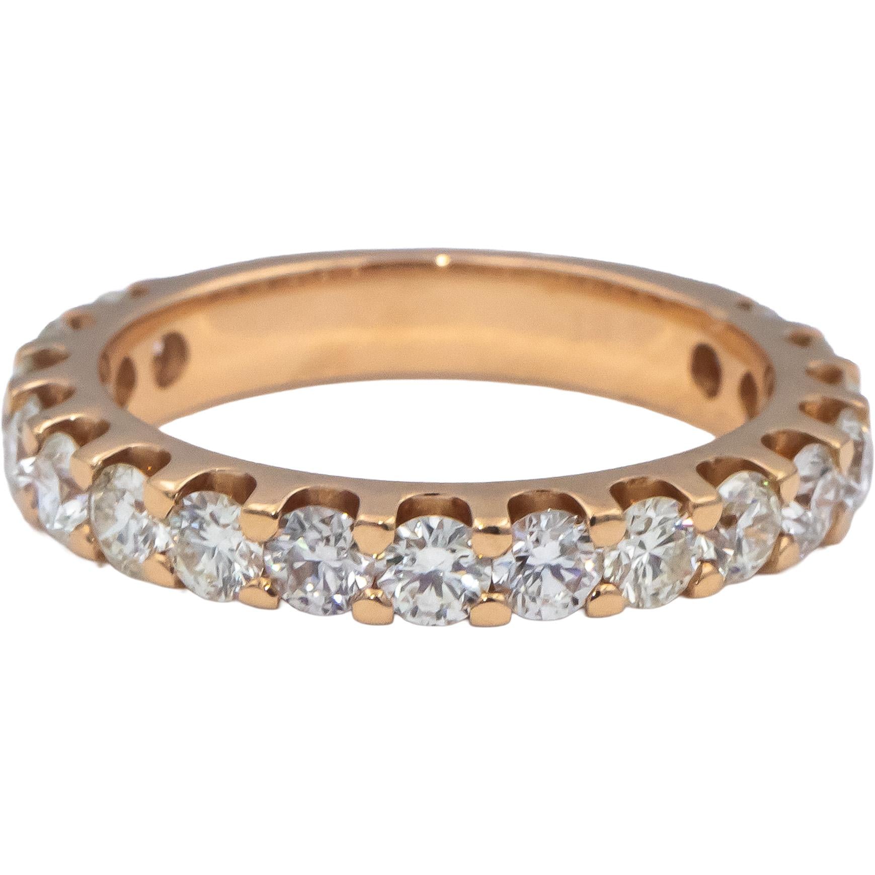 18k Rose Gold VS Round Diamond Half Eternity Band Ring 1.50CT Size 6