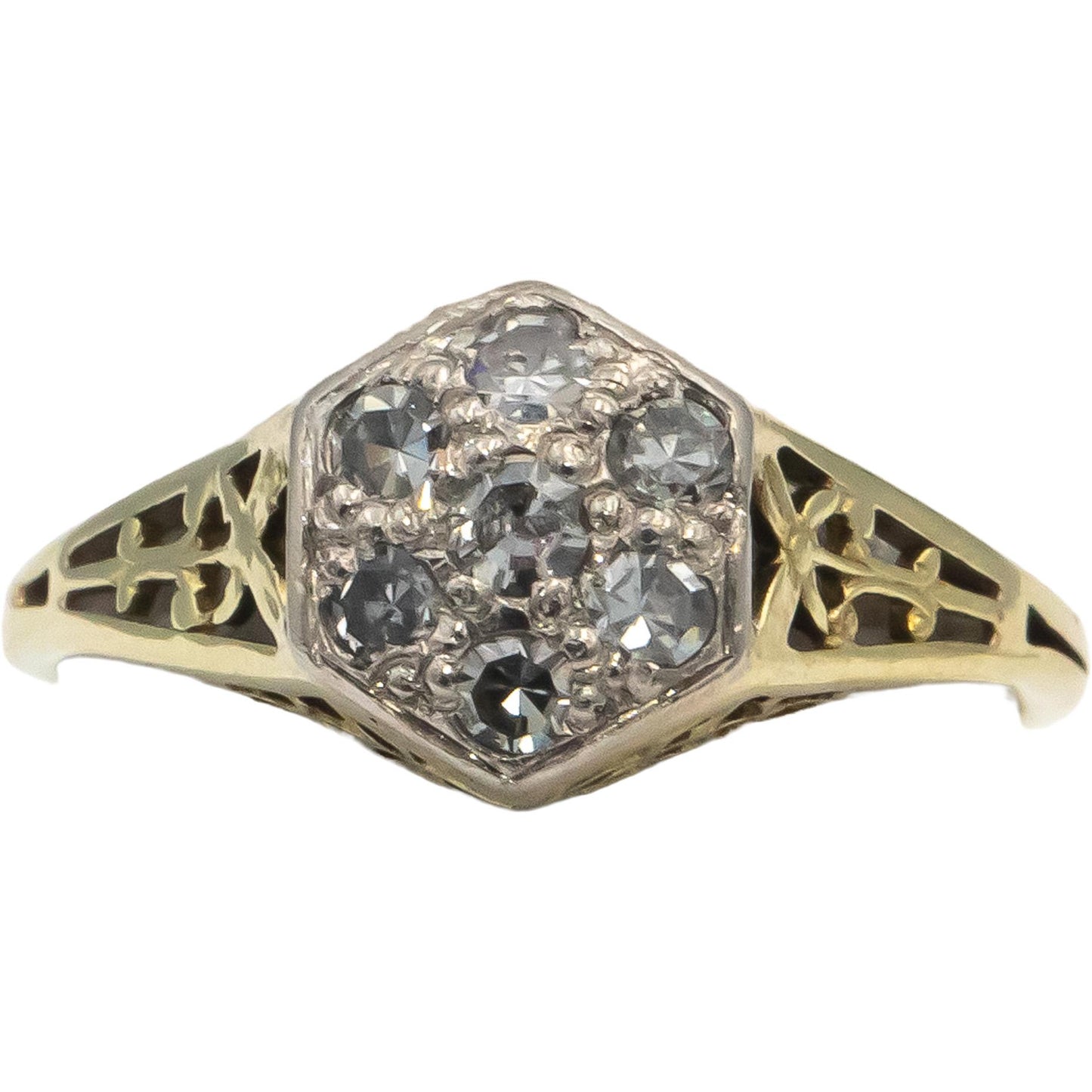 Vintage Antique 14k Yellow & White Gold VS Single Cut Diamond Ring 0.30CT Size 6