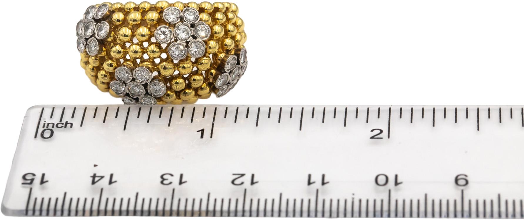 18k Yellow & White Gold VS Round Diamond Floral Cocktail Ring 0.95CT Size 8