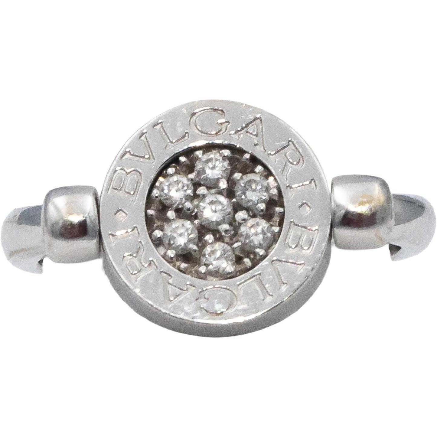 BLVGARI 18k White Gold VS Diamond & Onyx Flip Ring 0.14CT Size 7 Euro 54