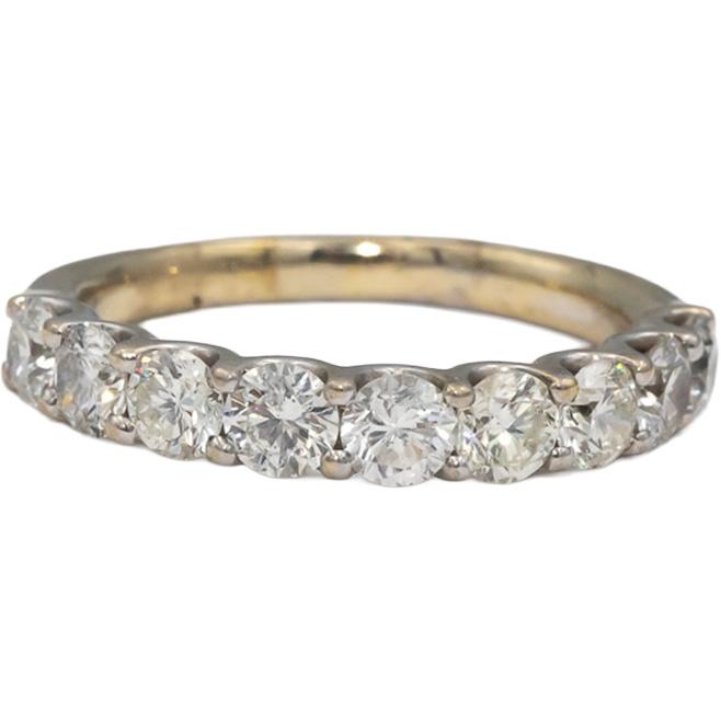 ODELIA 18k White Gold Round Diamond Half Eternity Band Ring 1.80CT Size 7.5