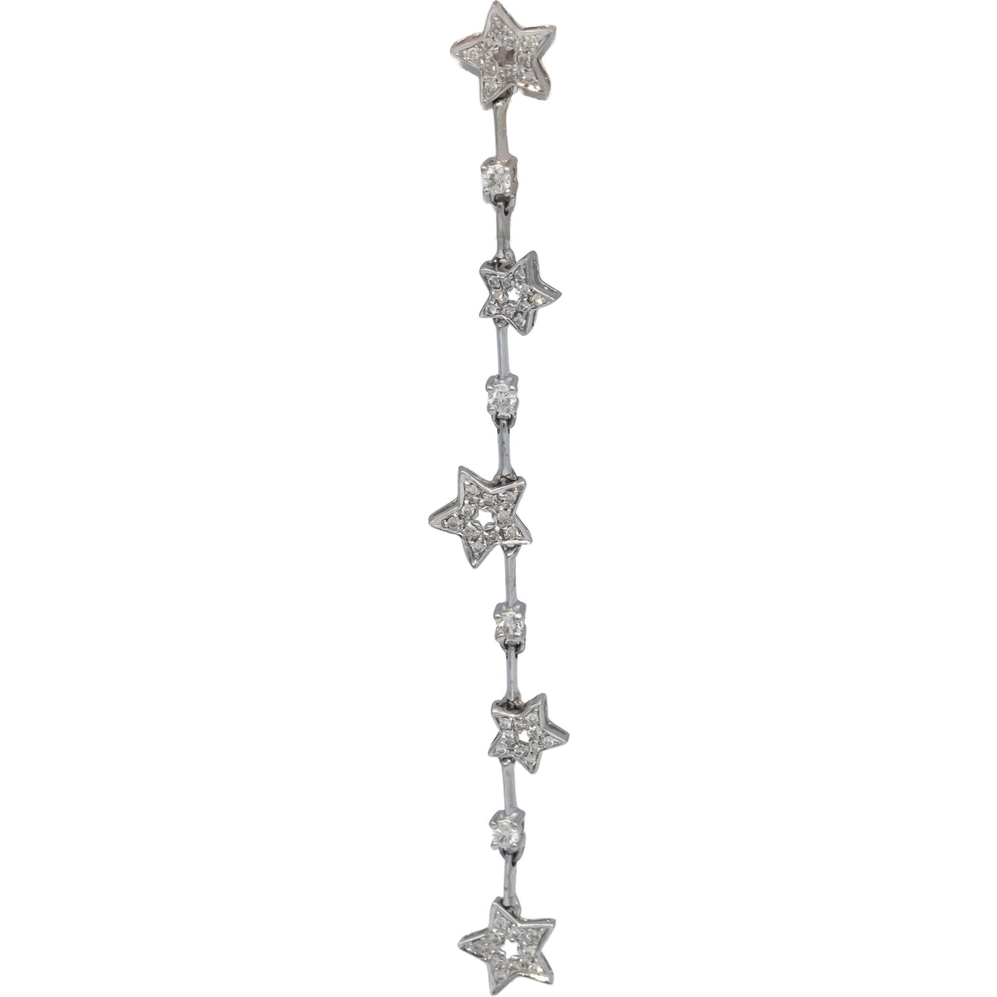 18k White Gold Round Diamond Star Drop Dangle Earrings 0.75CTW