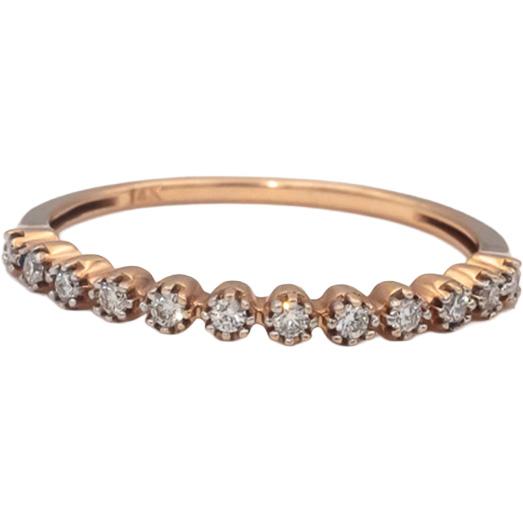 14k Rose Gold Round Diamond Band Ring 0.20CT Size 7.25