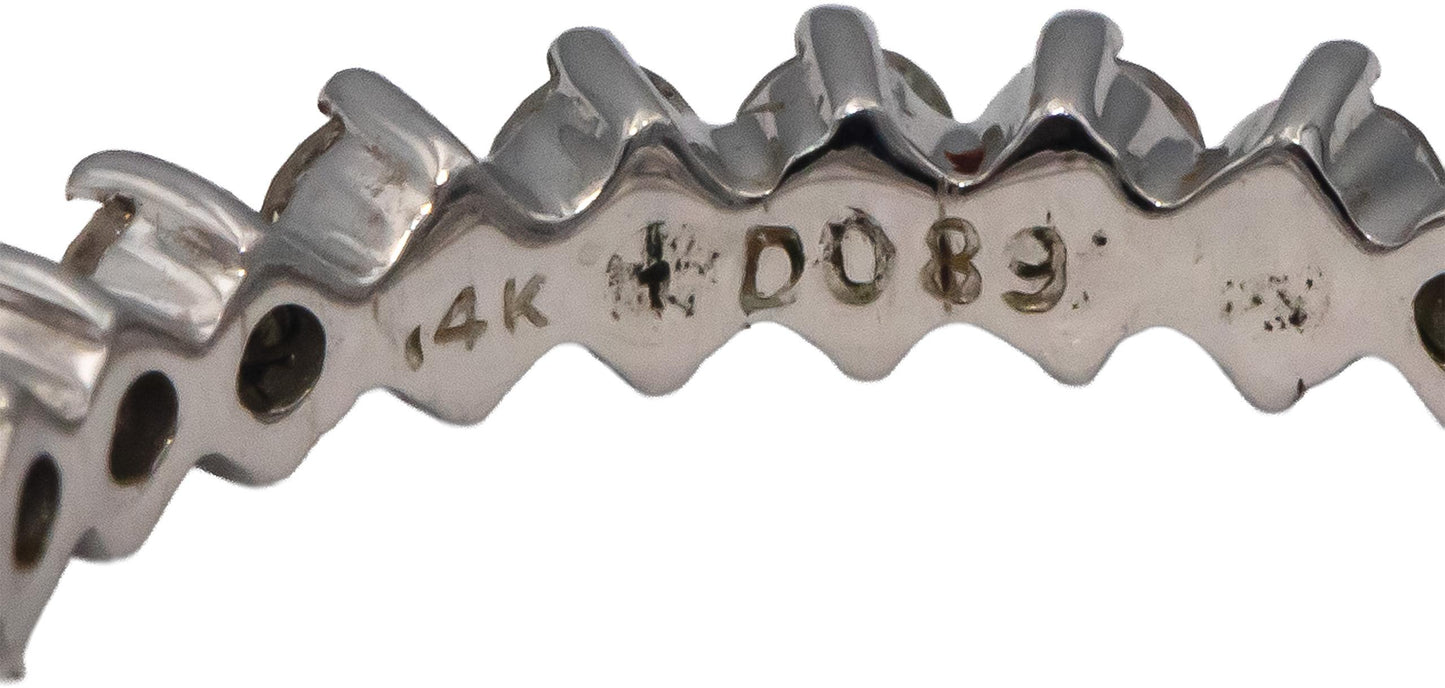 14k White Gold Round Diamond Eternity Band Ring 0.89CT Size 6.5