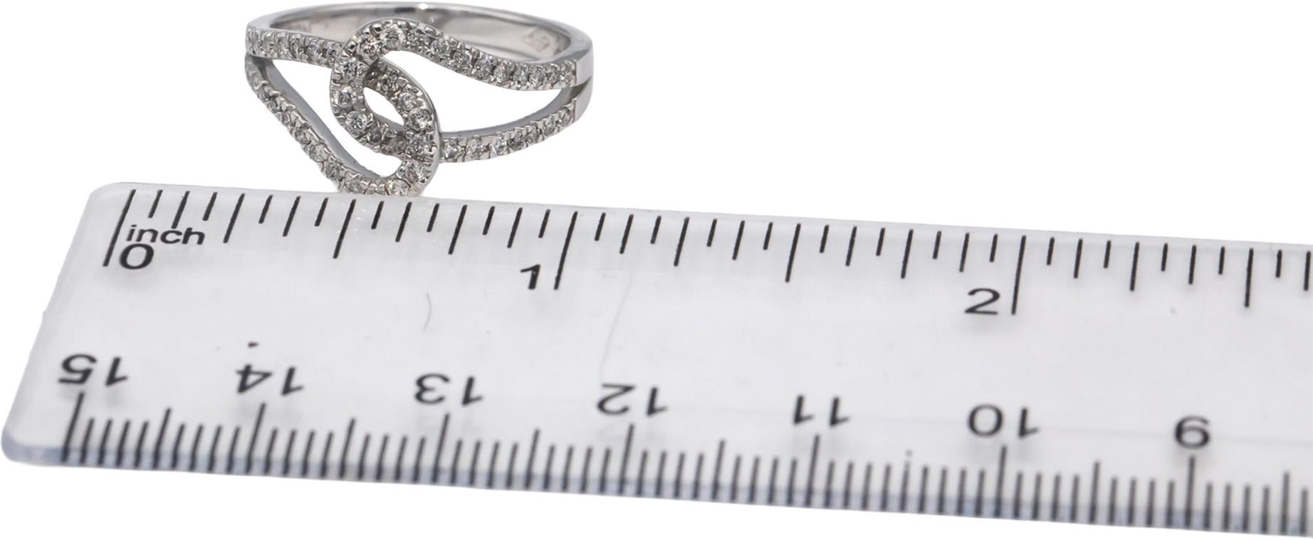 14k White Gold VS Round Diamond Interlocking Band Ring 0.35CT Size 7.25