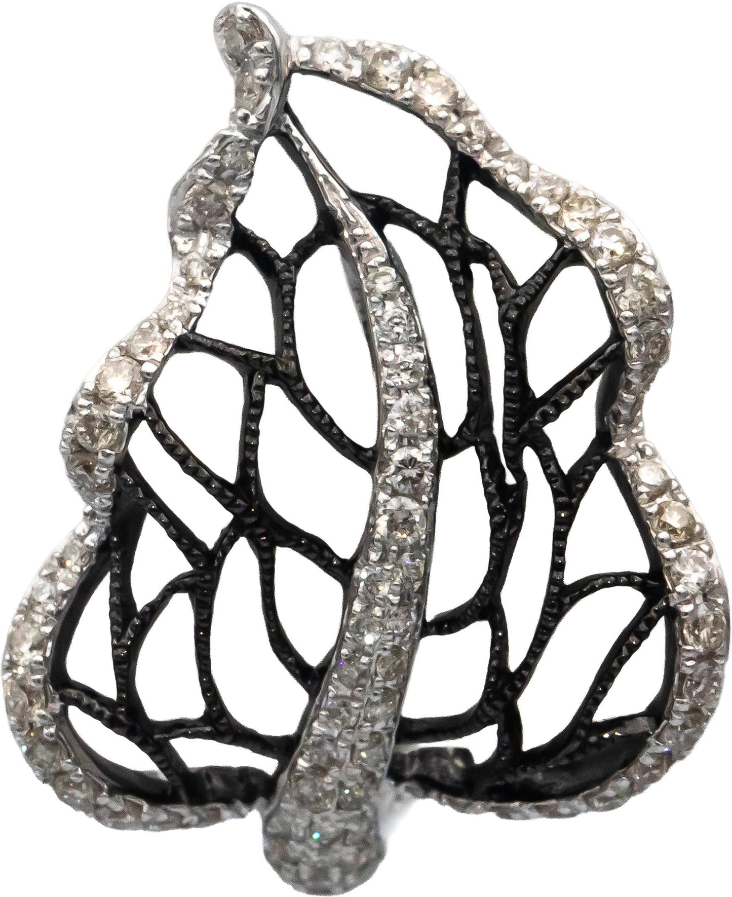 14k White Gold Round Diamond Floral Openwork Leaf Earrings 0.40CTW