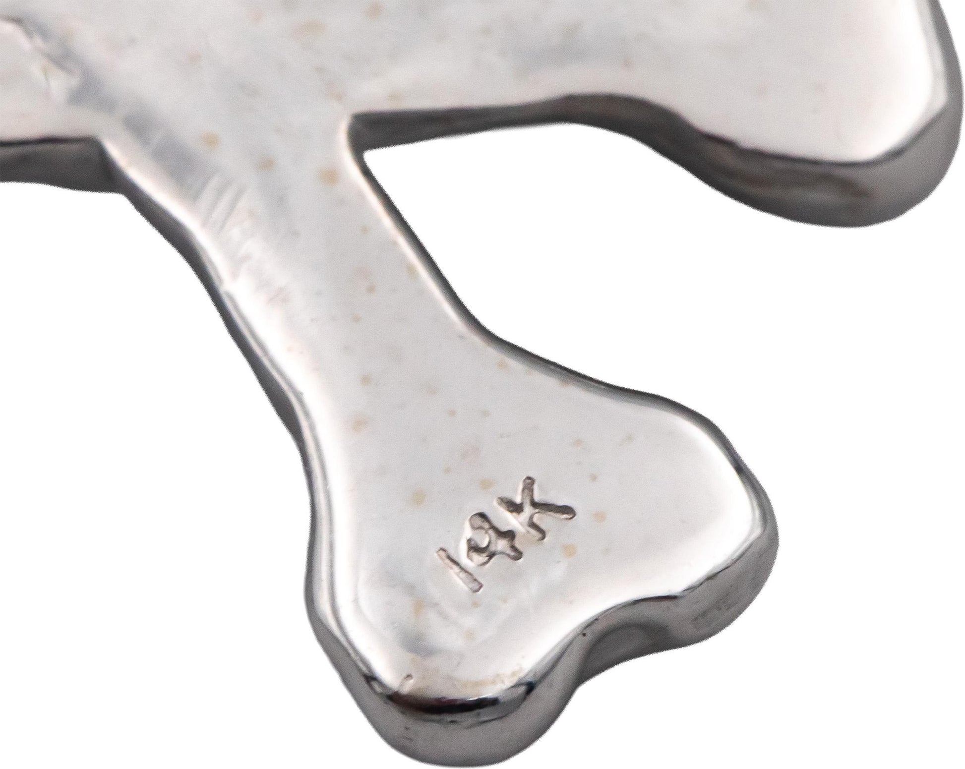 14k White Gold Round Ruby & Diamond Skull & Crossbones Pendant 0.50CTW