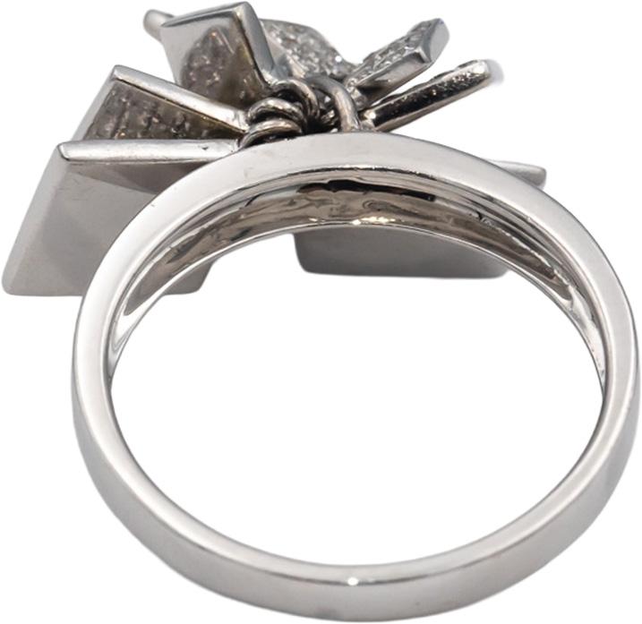 RARE FIND 18k White Gold Round Diamond Dangle Geometric Ring 1.25CT Size 7.25