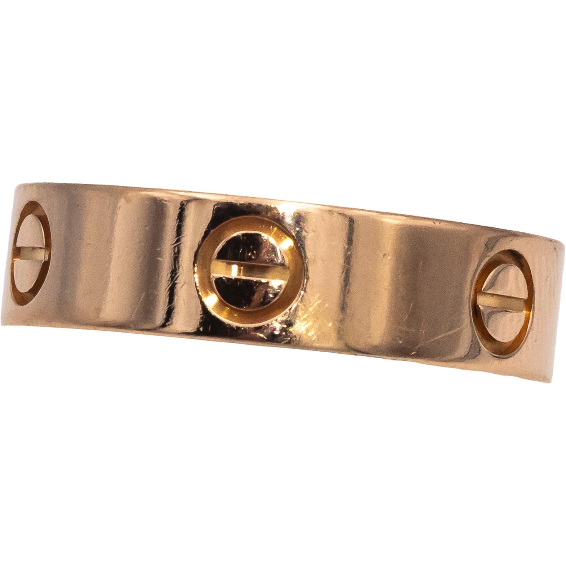 CARTIER 18k Rose Gold Love Collection Screw Motif Band Ring Size 8.5 Euro 58