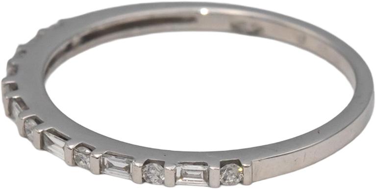 18k White Gold VS Emerald & Round Diamond Band Ring 0.15CT Size 7.25