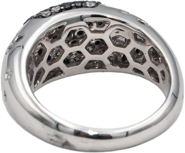 14k White Gold Round White & Black Diamond Cluster Band Ring 0.70CT Size 6.5