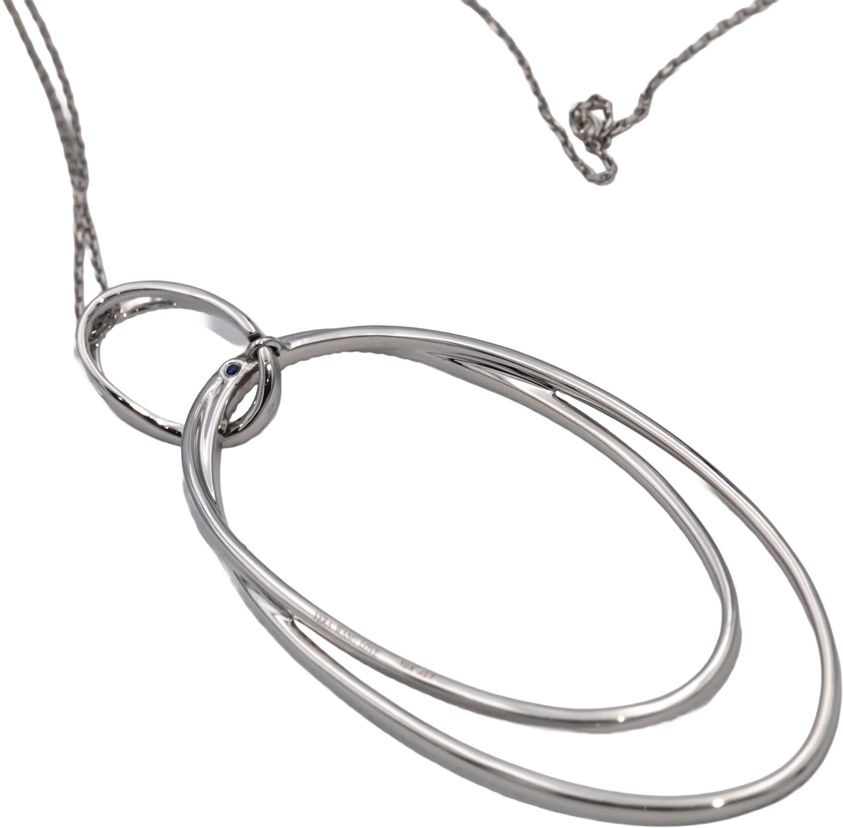 VERA WANG LOVE 10k White Gold Round diamond Oval Hoops Pendant Necklace 0.75CT