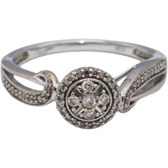 10k White Gold Round Diamond Cocktail Ring 0.25CT Size 7