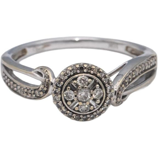 10k White Gold Round Diamond Cocktail Ring 0.25CT Size 7