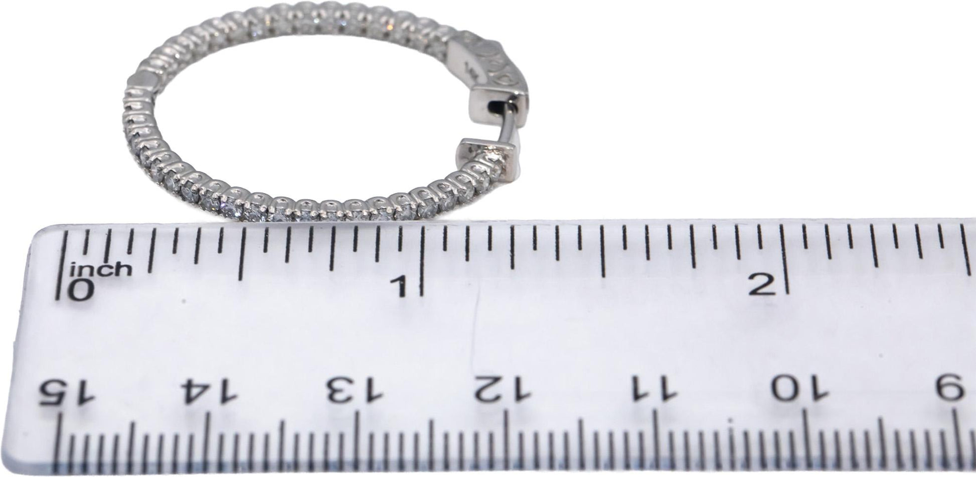14k White Gold Round Diamond Inside Out Hoop Earrings 1.47CT